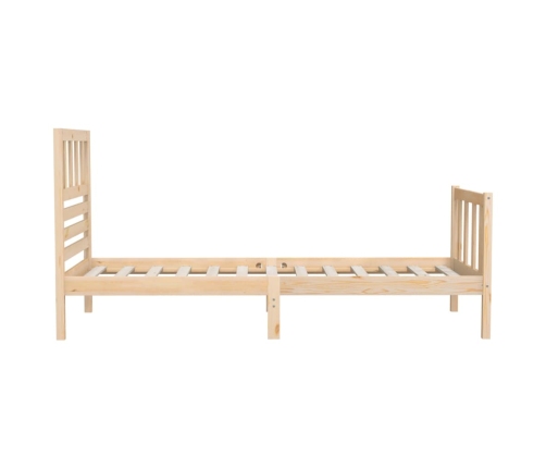 Estructura de cama individual pequeña madera maciza 75x190 cm