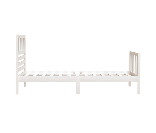 Estructura de cama individual madera maciza blanco 75x190 cm