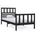 Estructura cama madera maciza individual negro 75x190 cm