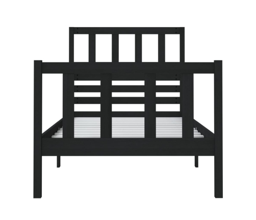 Estructura cama madera maciza individual negro 75x190 cm