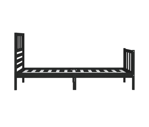 Estructura cama madera maciza individual negro 75x190 cm