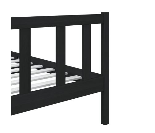 Estructura cama madera maciza individual negro 75x190 cm