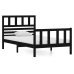 Estructura de cama individual de madera maciza negro 90x190 cm