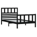 Estructura de cama individual de madera maciza negro 90x190 cm