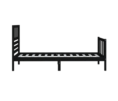 Estructura de cama individual de madera maciza negro 90x190 cm