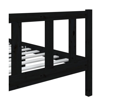 Estructura de cama individual de madera maciza negro 90x190 cm