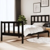 Estructura de cama individual de madera maciza negro 90x190 cm