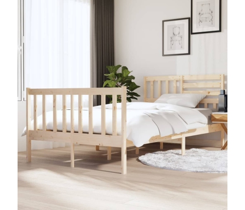 Estructura de cama doble pequeña de madera maciza 120x190 cm