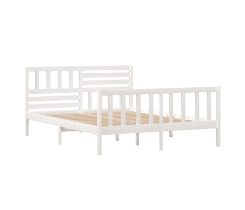 Estructura cama doble pequeña madera maciza blanco 120x190 cm