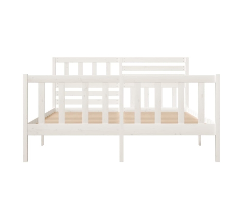 Estructura cama doble pequeña madera maciza blanco 120x190 cm