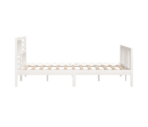 Estructura cama doble pequeña madera maciza blanco 120x190 cm