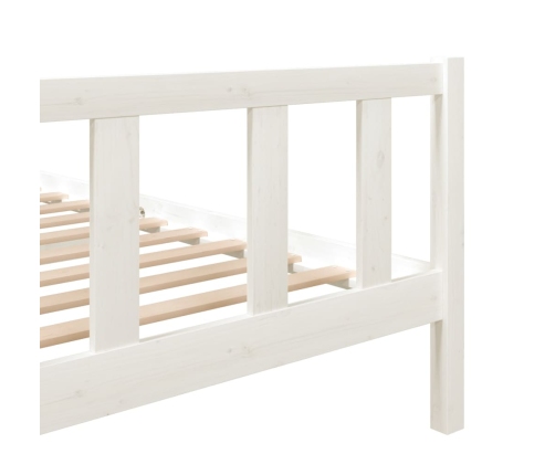 Estructura cama doble pequeña madera maciza blanco 120x190 cm