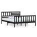 Estructura cama doble pequeña madera maciza negro 120x190 cm