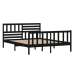 Estructura cama doble pequeña madera maciza negro 120x190 cm