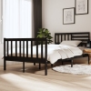 Estructura cama doble pequeña madera maciza negro 120x190 cm