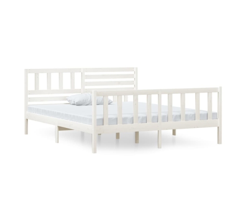 Estructura de cama doble de madera maciza blanco 135x190 cm