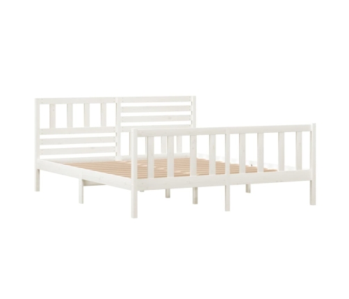 Estructura de cama doble de madera maciza blanco 135x190 cm