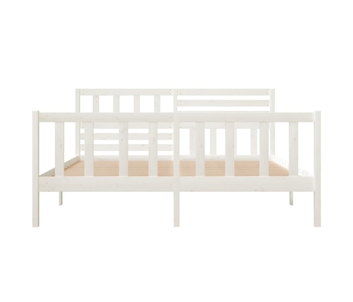 Estructura de cama doble de madera maciza blanco 135x190 cm