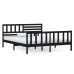 Estructura de cama doble de madera maciza negro 135x190 cm