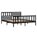 Estructura de cama doble de madera maciza negro 135x190 cm