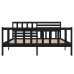 Estructura de cama doble de madera maciza negro 135x190 cm