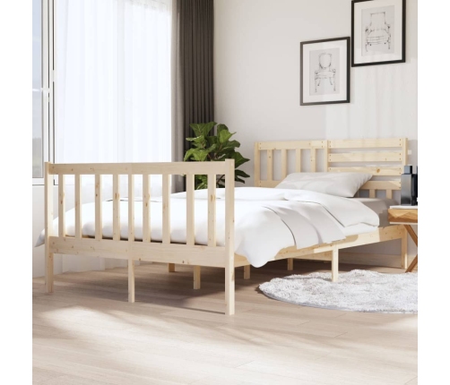 Estructura de cama de madera maciza 140x190 cm
