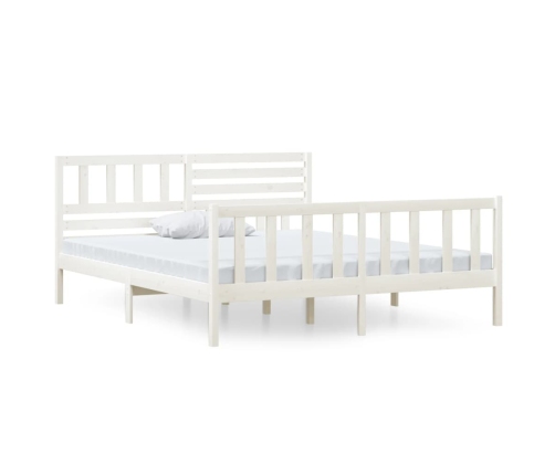 Estructura de cama de madera maciza blanca 140x190 cm