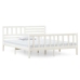 Estructura de cama de madera maciza blanca 140x190 cm