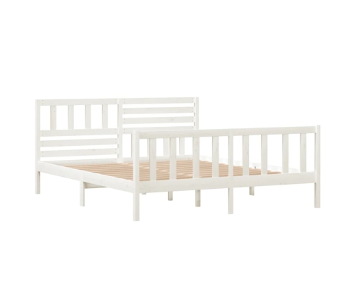 Estructura de cama de madera maciza blanca 140x190 cm