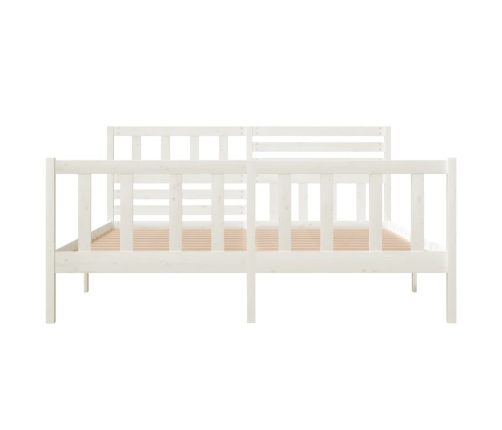 Estructura de cama de madera maciza blanca 140x190 cm