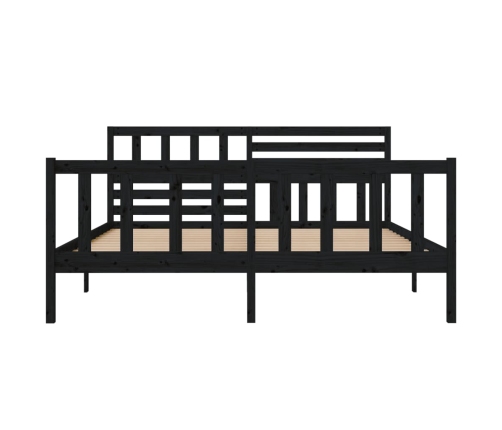 Estructura de cama de madera maciza negra 140x190 cm