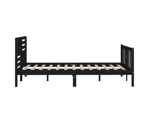 Estructura de cama de madera maciza negra 140x190 cm