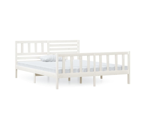 Estructura de cama madera maciza blanca 120x200 cm