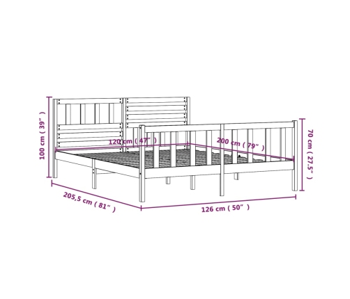 Estructura de cama madera maciza blanca 120x200 cm