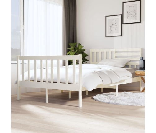 Estructura de cama madera maciza blanca 120x200 cm