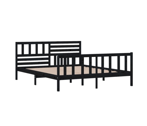 Estructura de cama de madera maciza negra 120x200 cm