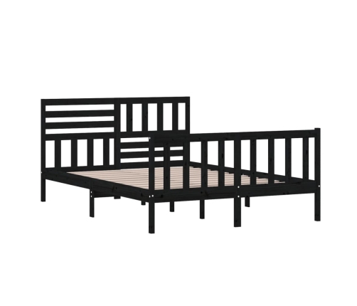 Estructura de cama de madera maciza negra 140x200 cm