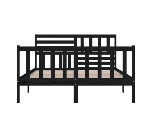 Estructura de cama de madera maciza negra 140x200 cm