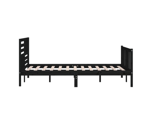 Estructura de cama de madera maciza negra 140x200 cm