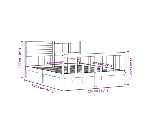 Estructura de cama de madera maciza blanco 150x200 cm