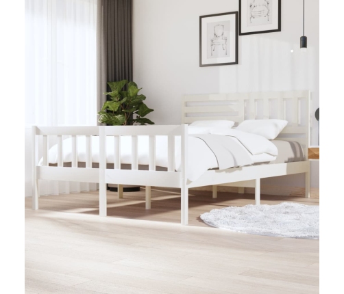 Estructura de cama de madera maciza blanco 150x200 cm