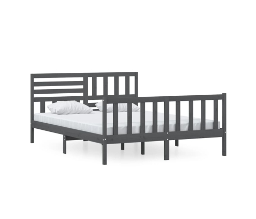 Estructura de cama de madera maciza gris 150x200 cm