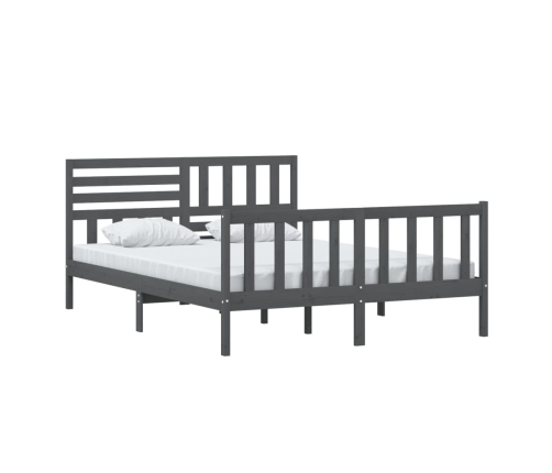 Estructura de cama de madera maciza gris 150x200 cm