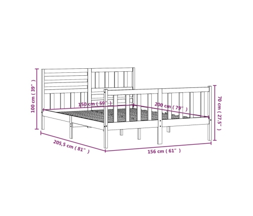 Estructura de cama de madera maciza gris 150x200 cm