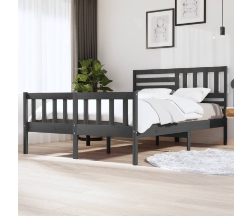 Estructura de cama de madera maciza gris 150x200 cm