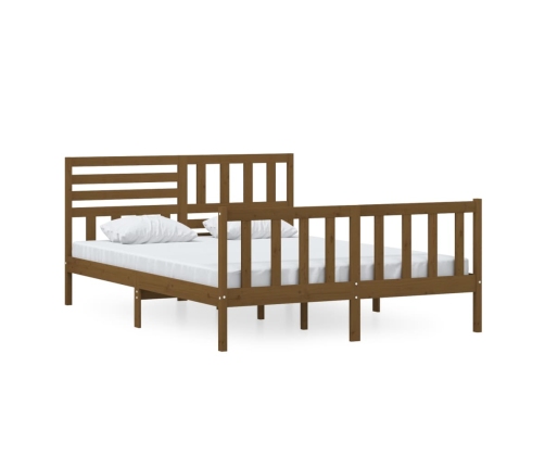 Estructura de cama de madera maciza marrón miel 150x200 cm