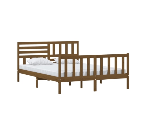 Estructura de cama de madera maciza marrón miel 150x200 cm