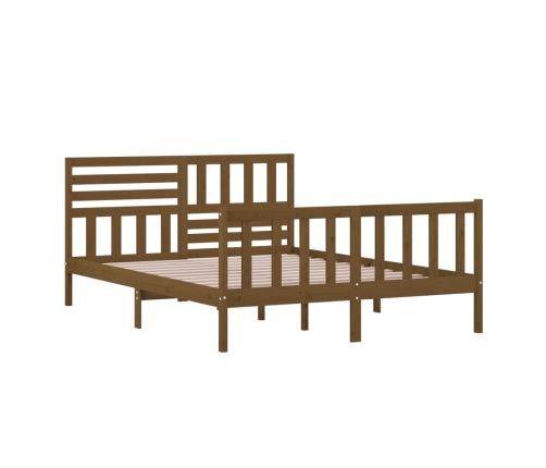 Estructura de cama de madera maciza marrón miel 150x200 cm