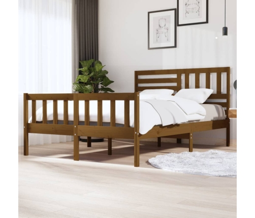 Estructura de cama de madera maciza marrón miel 150x200 cm