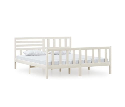 Estructura cama de madera maciza blanca super king 180x200 cm